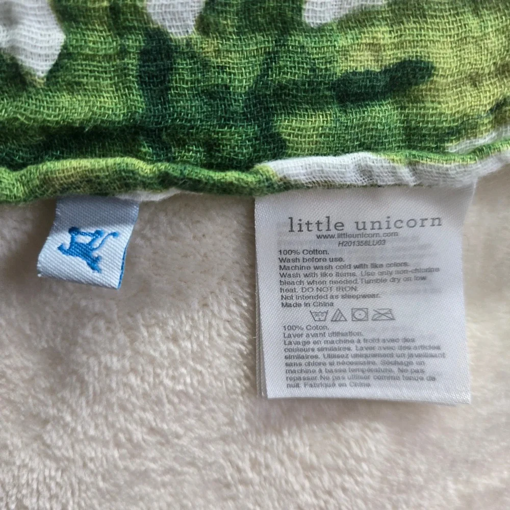 Little Unicorn Tropical Leaf Cotton Muslin‎ Swaddle Blanket Green White 46x46